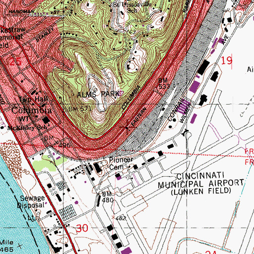 Topographic Map of Riverside Church of Jesus Christ, OH