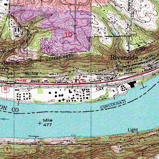 Topographic Map of Saint Vincent De Paul Roman Catholic Church, OH