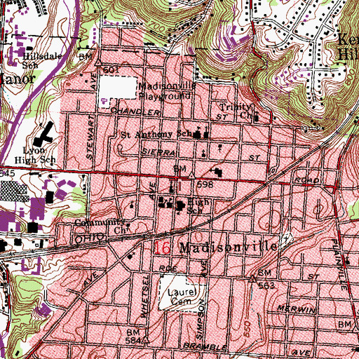 Topographic Map of Testament Worship Center, OH