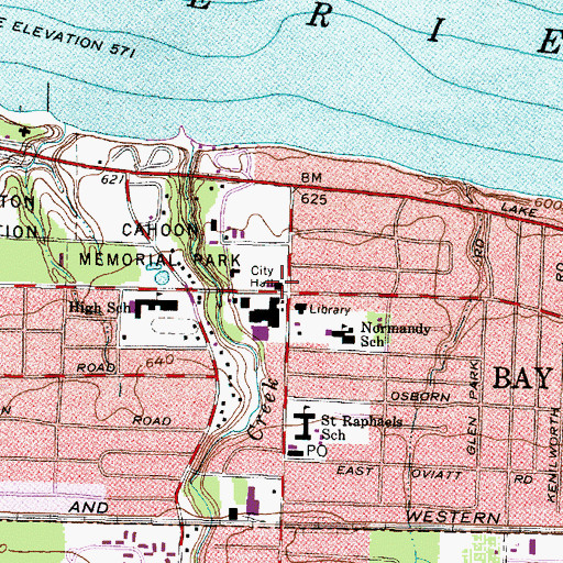 Topographic Map of Bay Village City Hall, OH