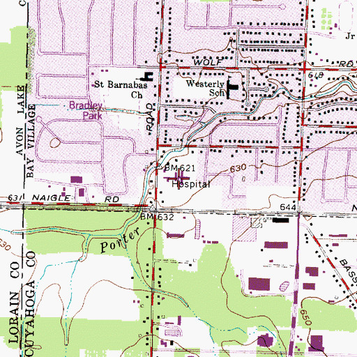 Topographic Map of Bradley Road Hospital, OH