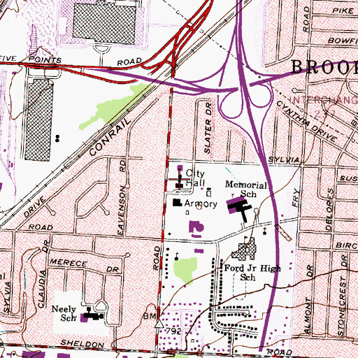 Topographic Map of Brook Park City Hall, OH