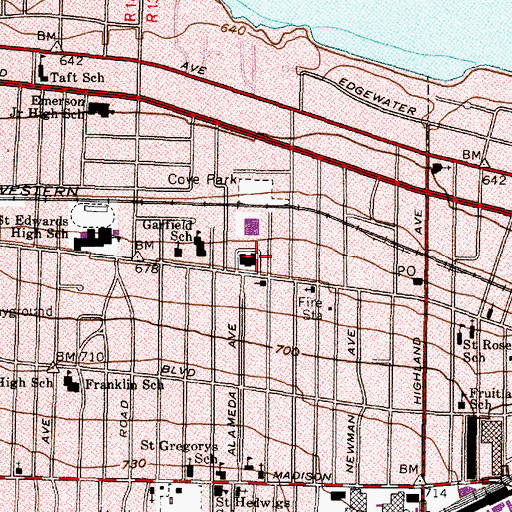 Topographic Map of Lakewood City Hall, OH