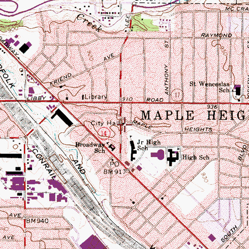 Topographic Map of Maple Heights City Hall, OH