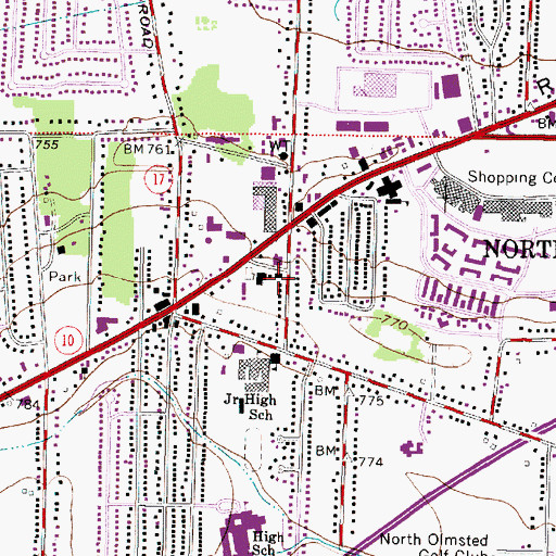 Topographic Map of North Olmsted City Hall, OH