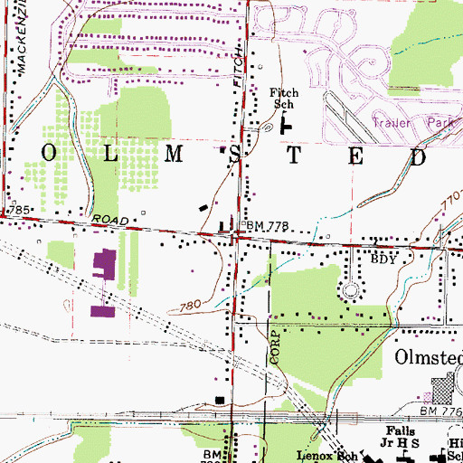 Topographic Map of Olmsted Township Hall, OH