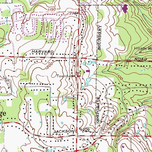 Topographic Map of Orange Town Hall, OH