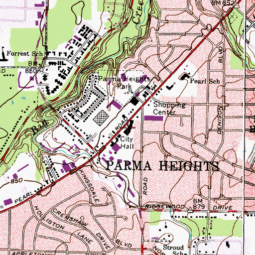 Topographic Map of Parma Heights City Hall, OH