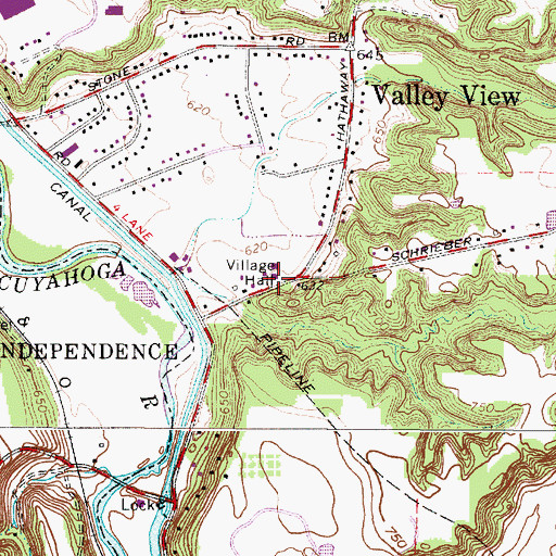 Topographic Map of Valley View Town Hall, OH