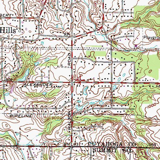 Topographic Map of Walton Hills Village Hall, OH