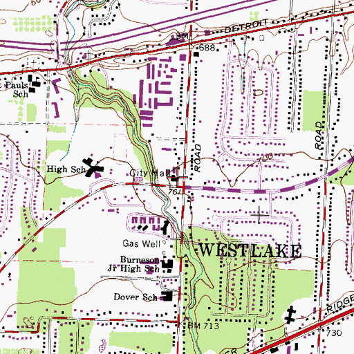 Topographic Map of Westlake City Hall, OH