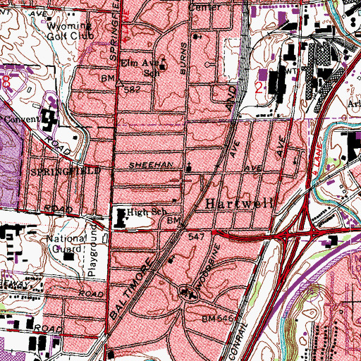 Topographic Map of Calvary Tabernacle School, OH