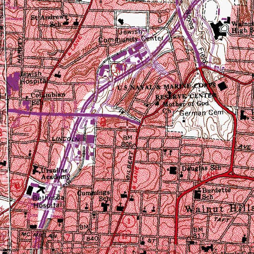 Topographic Map of Church of Christ, OH