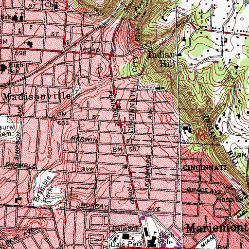 Topographic Map of Greater Harvest Baptist Church, OH