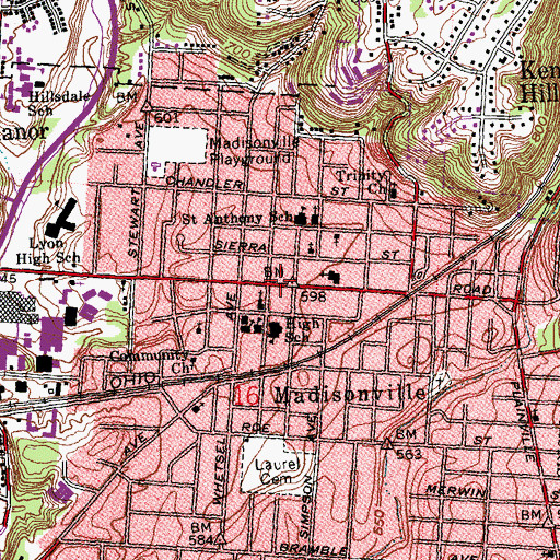 Topographic Map of Madisonville Medical Center, OH