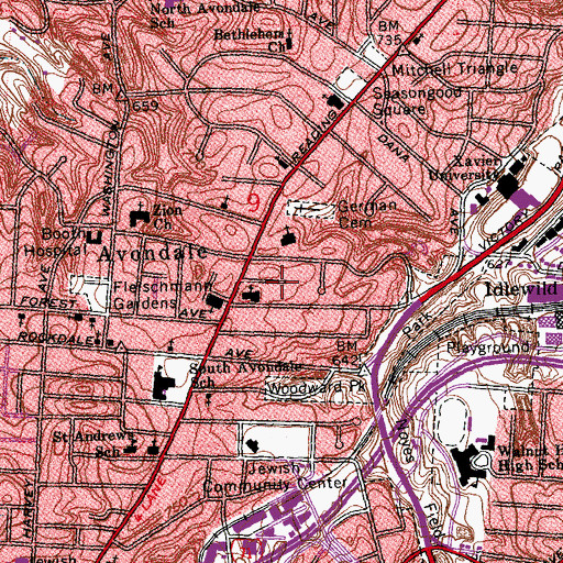 Topographic Map of Rescue Temple Church of God in Christ, OH
