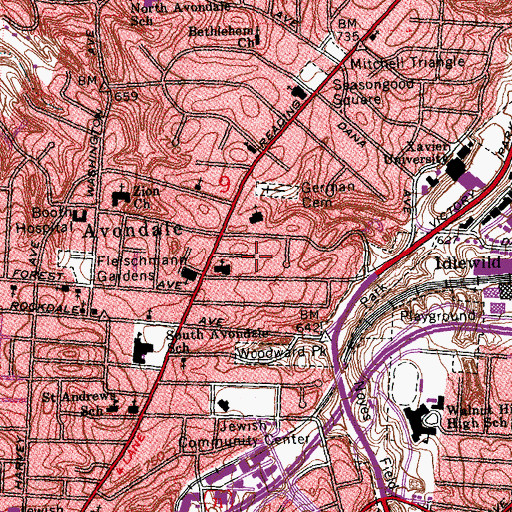 Topographic Map of Rescue Temple Community Center, OH