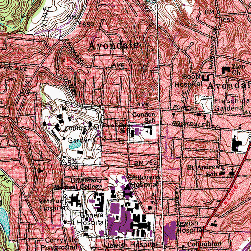 Topographic Map of Saint James African Methodist Episcopal Zion Church, OH