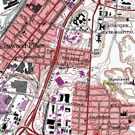 Topographic Map of Towne Street Church of God, OH
