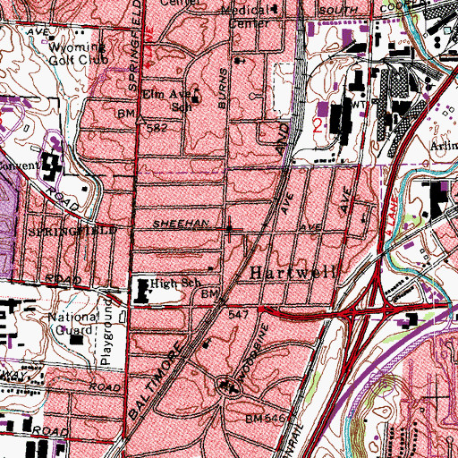 Topographic Map of Trinity Baptist Church, OH