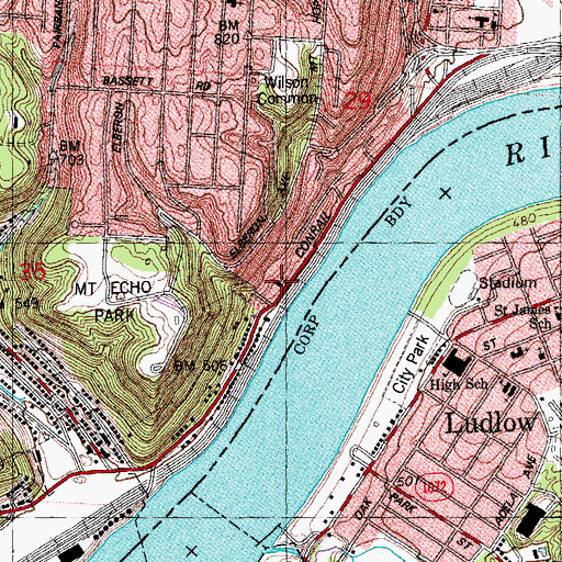 Topographic Map of True Way Pentecostal Church of God, OH