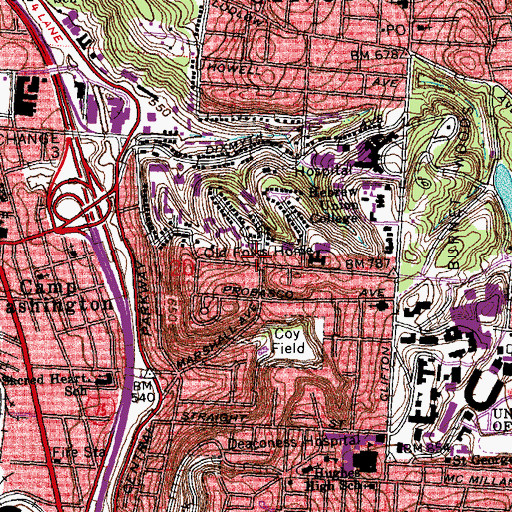 Topographic Map of Unification Church of Cincinnati, OH