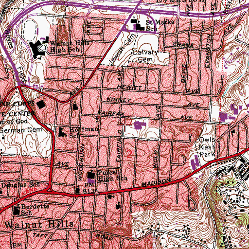 Topographic Map of Unity Baptist Church, OH