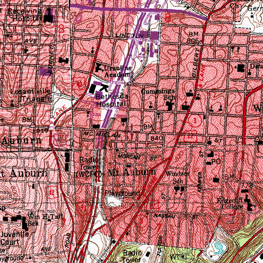 Topographic Map of Walnut Hills Bible Missionary Church, OH