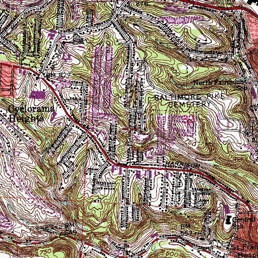 Topographic Map of Western Hills Brethren in Christ Church, OH