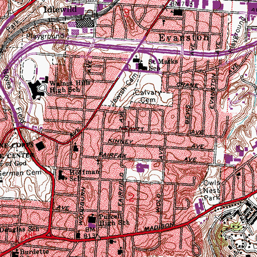 Topographic Map of Willing Workers Baptist Church, OH