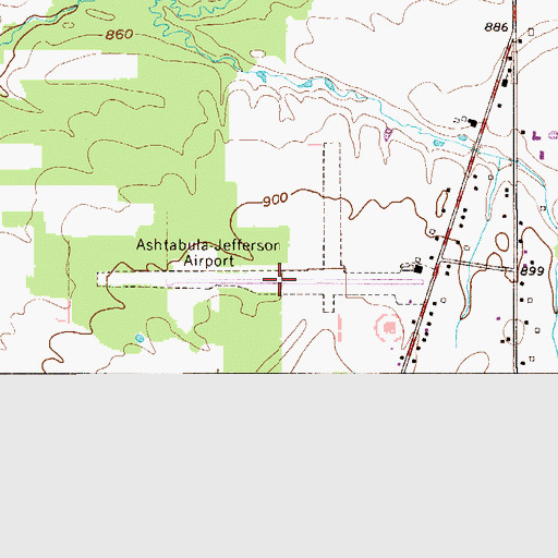 Topographic Map of Jefferson Airport (historical), OH