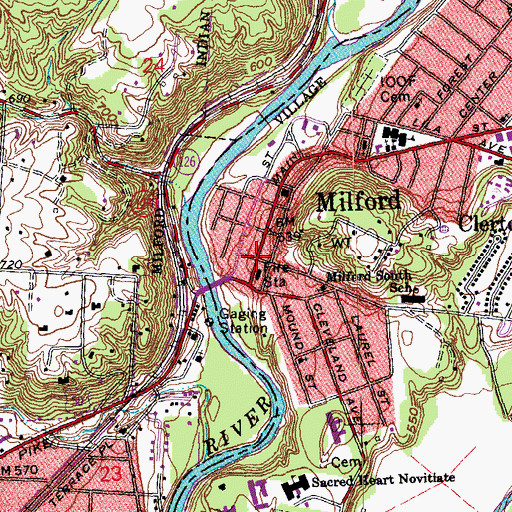 Topographic Map of Milford Municipal Building, OH