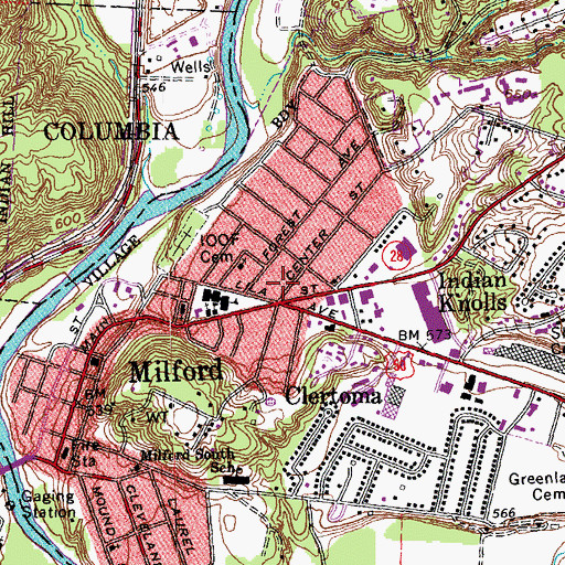 Topographic Map of Milford City Police Department, OH