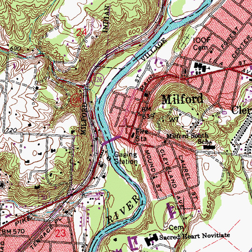 Topographic Map of Pillar of Truth Church, OH