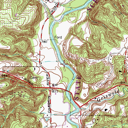 Topographic Map of Chagrin State Scenic River, OH