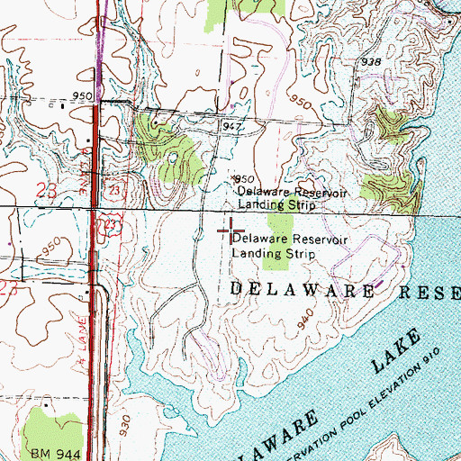 Topographic Map of Delaware Reservoir Landing Strip (historical), OH