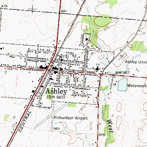 Topographic Map of Wornstaff Memorial Public Library, OH
