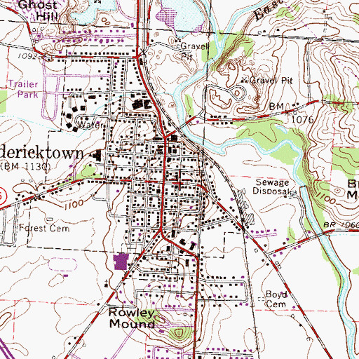 Topographic Map of First Baptist Church, OH