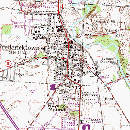 Topographic Map of Fredericktown Church of the Nazarene, OH