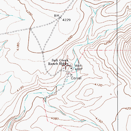 Topographic Map of Salt Creek Ranch Headquarters, AZ