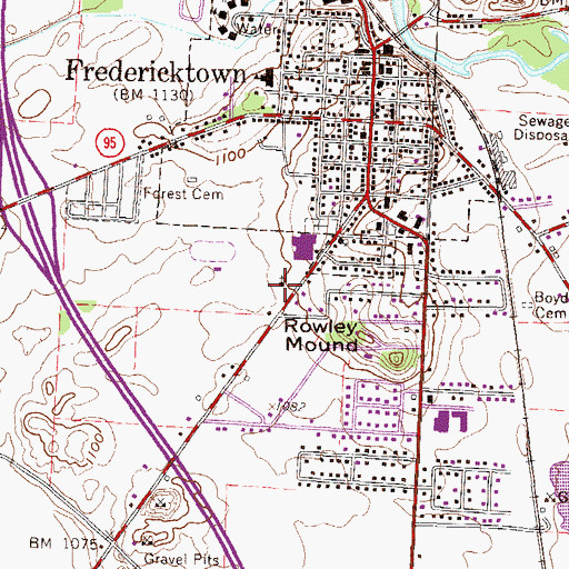 Topographic Map of Fredericktown United Methodist Church, OH
