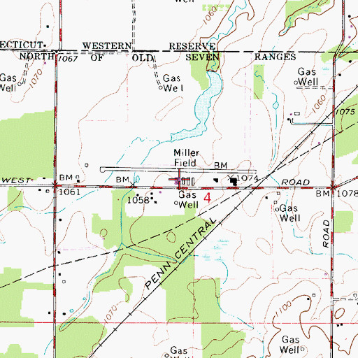 Topographic Map of Miller Airport (historical), OH