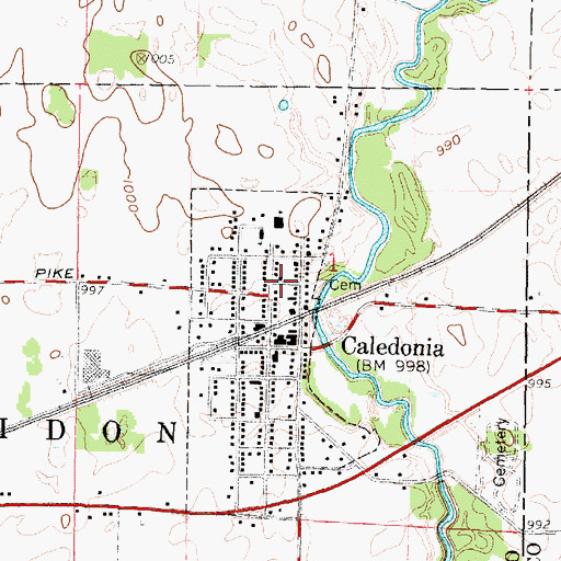 Topographic Map of Church of Christ in Caledonia, OH