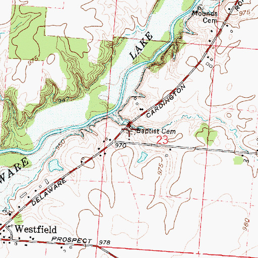 Topographic Map of Baptist Cemetery, OH