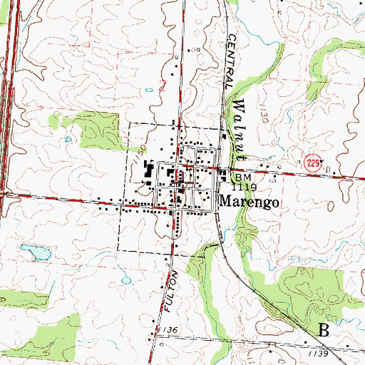 Topographic Map of Marengo United Methodist Church, OH