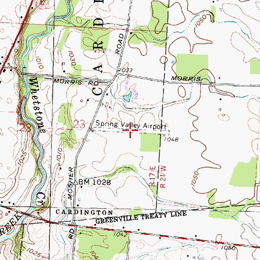Topographic Map of Spring Valley Airport (historical), OH