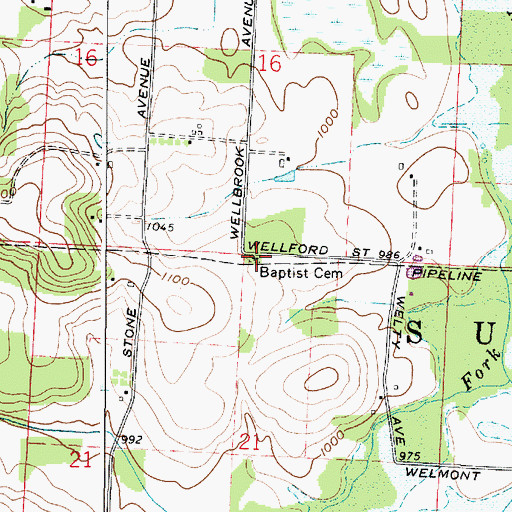 Topographic Map of Baptist Cemetery, OH