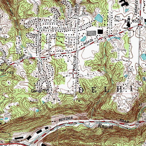 Topographic Map of Bible Chapel of Delhi Hills, OH
