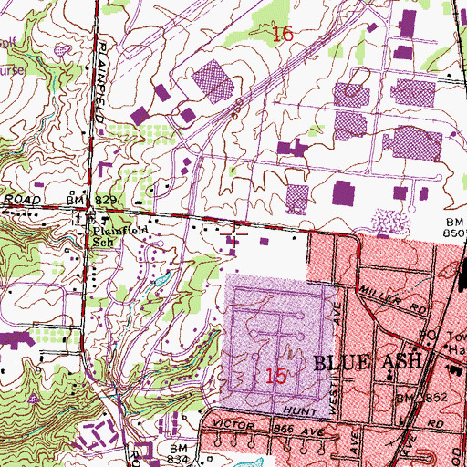 Topographic Map of Blue Ash Municipal Building, OH