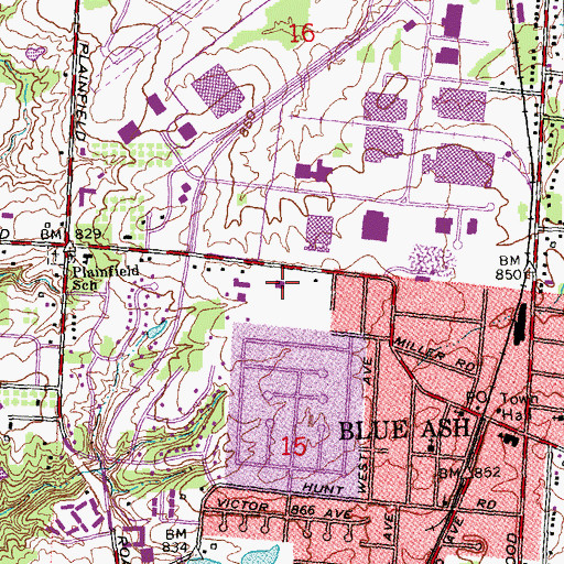 Topographic Map of Blue Ash Recreation Center, OH